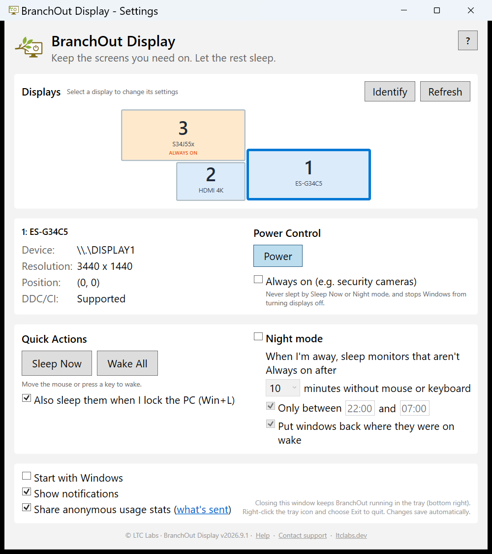 Your monitors laid out like Windows display settings, the camera screen marked Always on